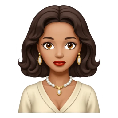 Dorothy Dandridge with long dark brown hair, ivory outfit sticker