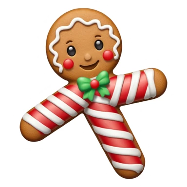 gingerbread cookie in candy cane shape sticker