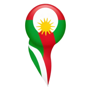 Kurdistan flag with red on top white in middle and green at bottom with a sun in middle sticker