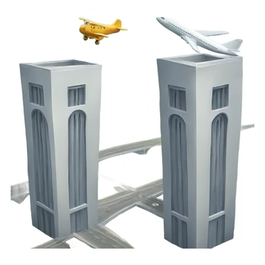 Two towers and a plane sticker