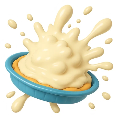 Remove the background so only the cream pie splat is visible. Keep the playful 3D emoji style, golden brown crust, and dynamic angle. sticker