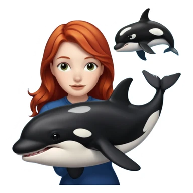 Red head holding an orca sticker