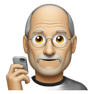 steve jobs using an iphone sticker