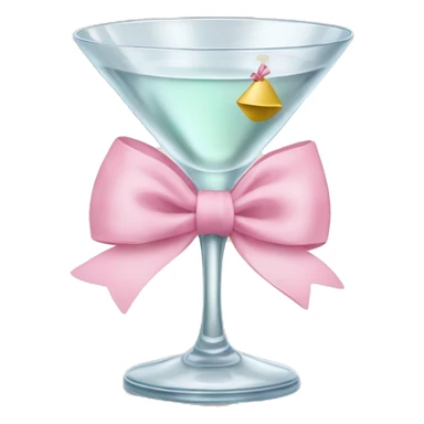 A martini glass with a baby pink bow wrapped around the stand sticker