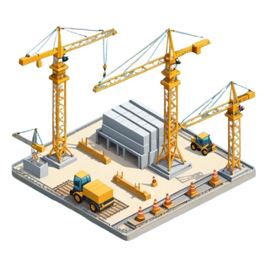 isometric construction site of cathay airport sticker