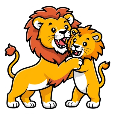 Lion biting lion sticker