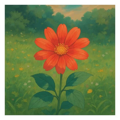 aesthetic flower, ghibli style sticker