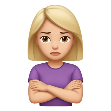 woman arms crossed with irritated small sticker
