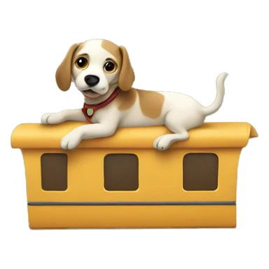 Dog riding a train made of fabric sticker