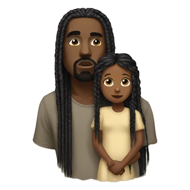 Kanye west and his daughter with long black braids rapping sticker