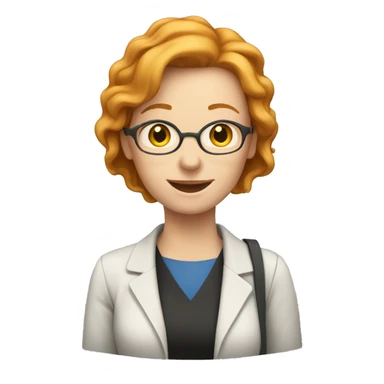 Teacher white woman ginger hair laptop happy sticker