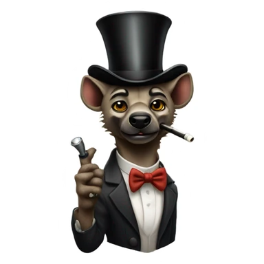 Male, muscular, hyena, smoking pipe, top hat, fancy, high class sticker