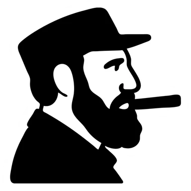 Fidel Castro with a cigar solid filled icon sticker
