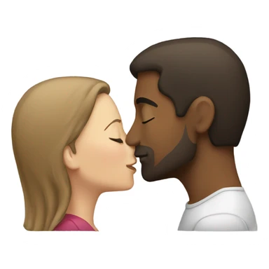 Brown man and white woman kissing  sticker