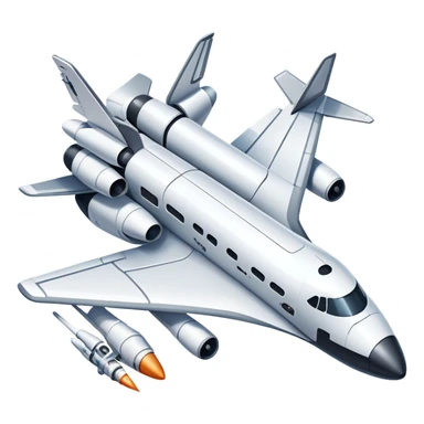 An icon featuring a space shuttle, a drone, and an airplane, symbolizing aerospace technology. The design includes rockets, flight paths, and satellites, representing space exploration and aviation. Transparent background highlights the cutting-edge technologies in air and space travel sticker