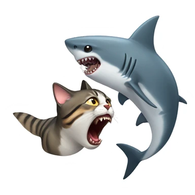 shark fighting cat sticker