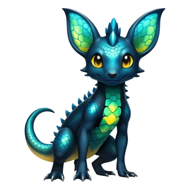 Colorful Iridescent Exotic Salandit-Aurorus-Umbreon-Fakémon-hybrid-creature (full body)  sticker
