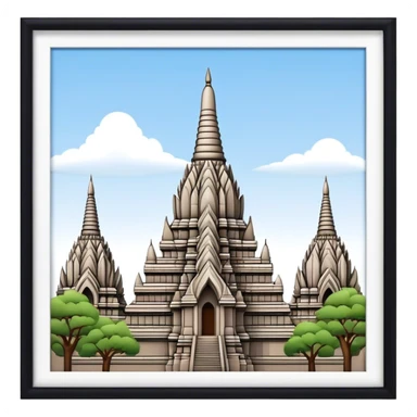 Prambanan Temple Landmark Emoji – Showcasing its towering Hindu temple spires with intricate carvings. sticker