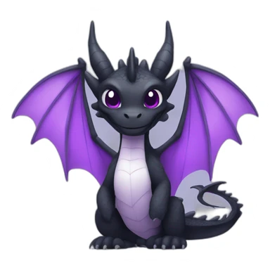 black dragon with white belly and purple wings sticker