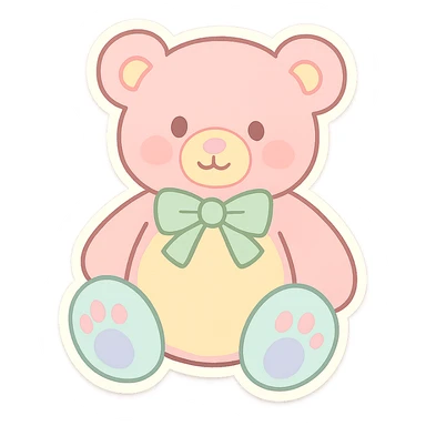 Recolor the teddy bear sticker in soft pastel colors sticker