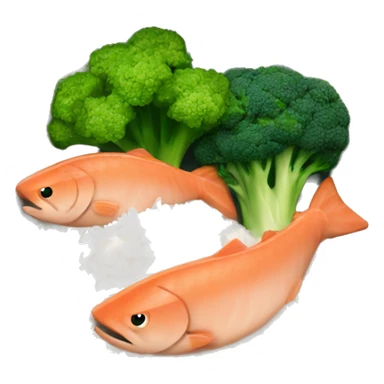 Bowl with rice, Salmon and broccoli pieces  sticker