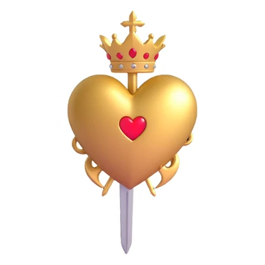golden heart pierced by a golden dagger, dramatic lighting sticker