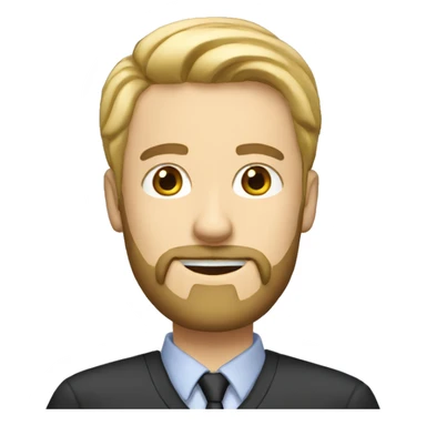 male teacher with blonde hair and side parting and black beard sticker