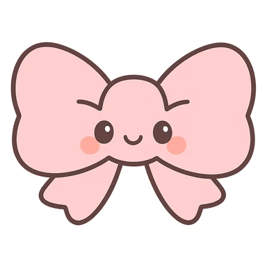 fluffy bow with cute face, blushing cheeks, kawaii style sticker