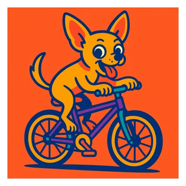 a chihuahua on a bike, energetic and fun sticker