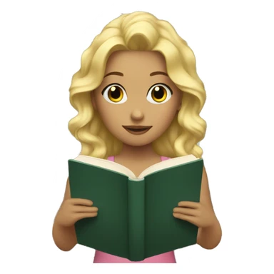Blonde girl with wave hair reading a book sticker