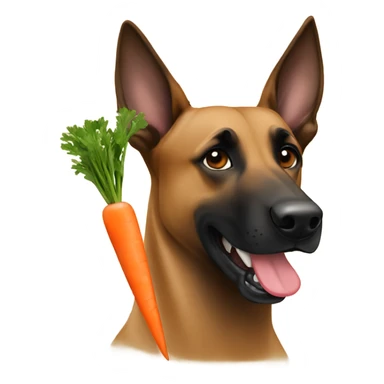 Belgian Malinois eating carrot sticker