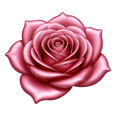 A rose emoji made of liquid silver metal minimalistic iOS emoji style, centered sticker