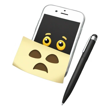 Paper and pen with a cell phone sticker