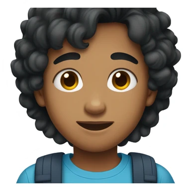 create sri lankan 14 year old boy with fluffy black hair and a blue shirt sticker