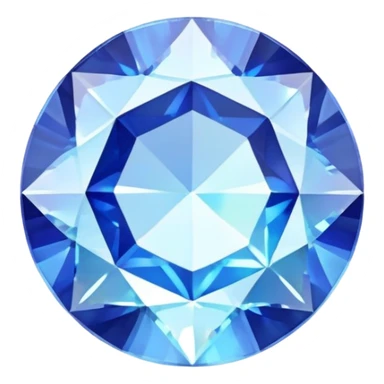 round cut light blue sapphire gemstone, faceted, with iridescent holographic shine and soft glow sticker