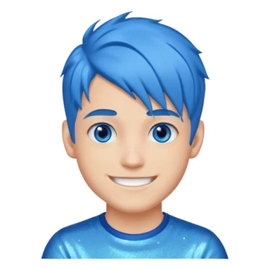 glitter blue gamer boy happy blue hair sticker