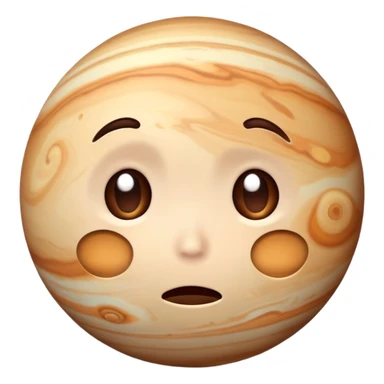 Jupiter planet with a cute sad face, teary eyes sticker