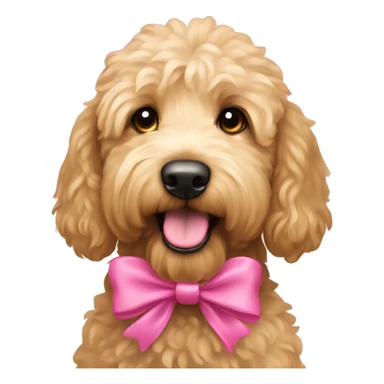 Goldendoodle with pink bow sticker