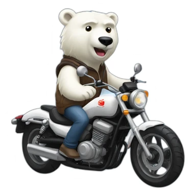 polar bear riding a honda rebel sticker