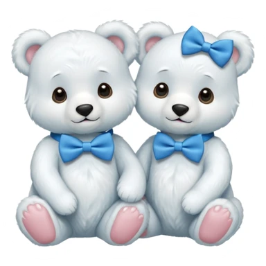 sweet same little white bears with blue bow tie sitting sticker