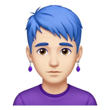 blue haired man with purple earrings sticker