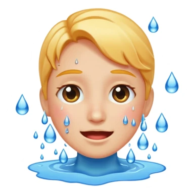 Pleased blushing face with water dripping down on face sticker