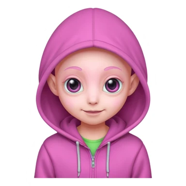 Aliens Pink, hoodie, cute big eyes, glass, thin ears, half body sticker