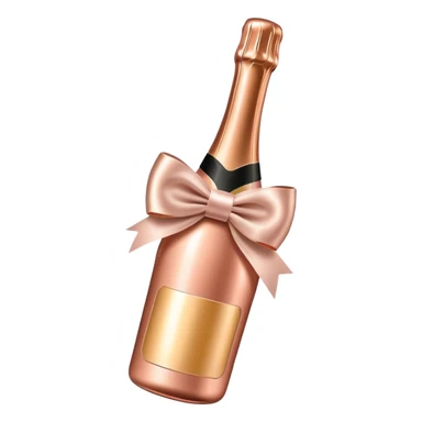 Rose gold champagne bottle with satin bow sticker