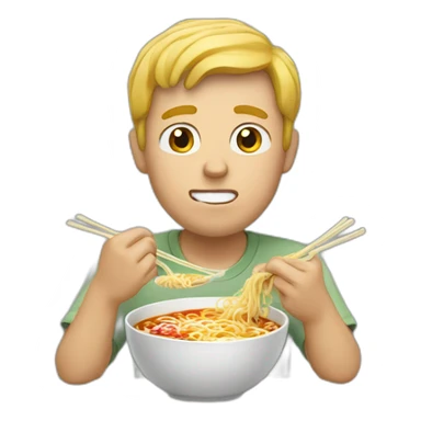 white man eating ramen sticker