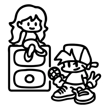 Friday Night Funkin' Girlfriend and Boyfriend as a simple icon emphasizing their signature poses sticker