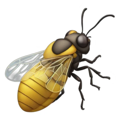 an insect with a smile sticker