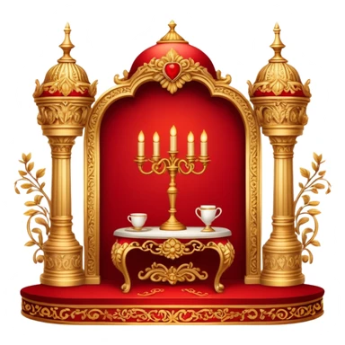 Red and gold romantic vintage aesthetic scene sticker