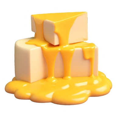 a head of cheese lying on melted butter sticker