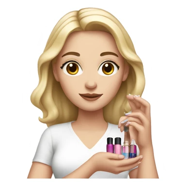 one white girl holding cosmetics in her hands sticker